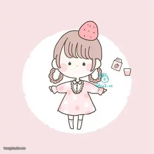 穿粉红色草莓裙子的可爱女生简笔画大全