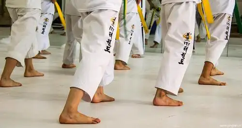 练跆拳道的孩子们