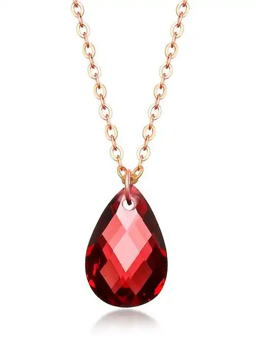 黄18k金石榴石水滴吊坠 举手投足间散发出优雅气质 时尚百搭石榴石