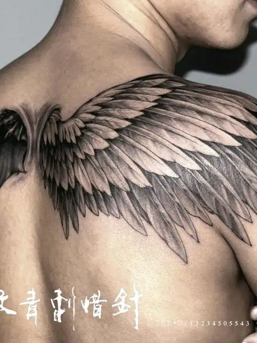 恶魔天使翅膀_纹身图案手稿图片_针惜tattoo的纹身作品集