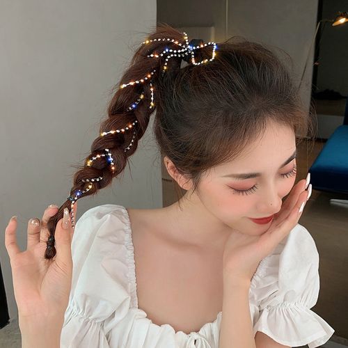 闪钻流苏编发发夹夏天网红2021年新款编发发链超仙发捆