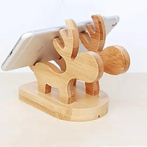 东洋木工懒人专用手机支架可爱卡通手机底座创意木工艺品