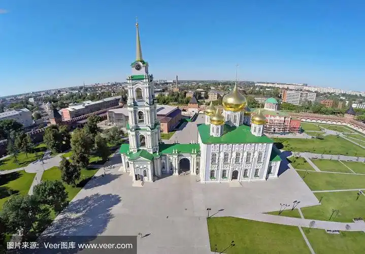 位于图拉克里姆林宫的升天大教堂鸟瞰图