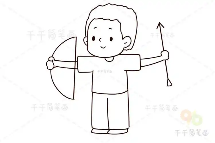 射箭的男孩简笔画