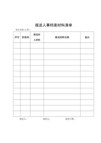 报送人事档案材料清单