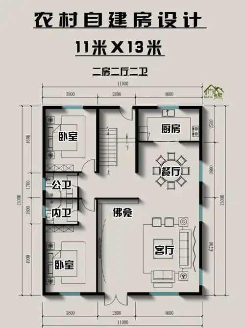 农村自建房,开间11米,进深13米,案例分享