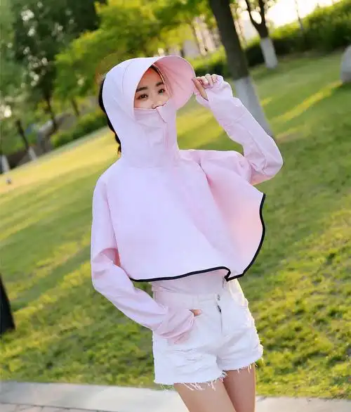 防晒衣女2019夏季新款短款韩版百搭防晒服户外骑车薄款沙滩外套_【爱