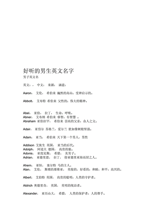 好听男生英文名字doc20页