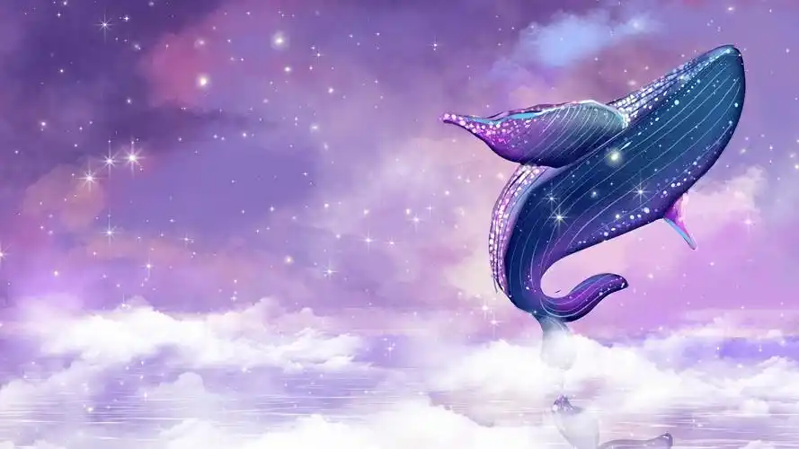 4k高清星空鲸鱼背景唯美浪漫梦幻背景ae模板星空插画[mp4 gif]