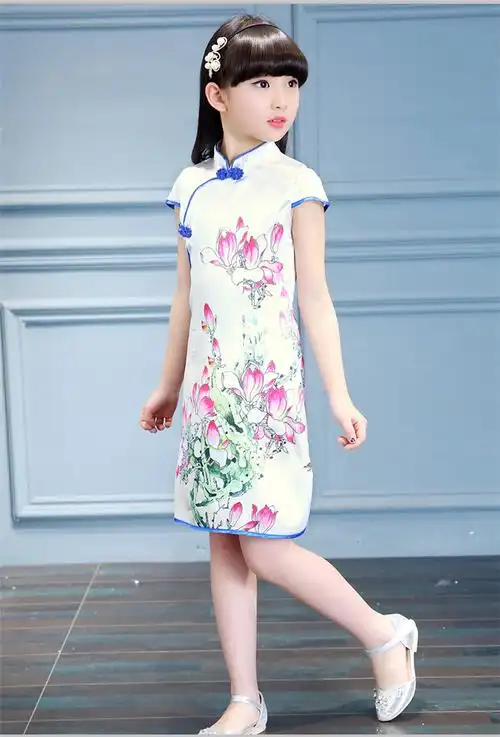 儿童旗袍夏季2018新款小女孩唐装连衣裙女童中国风复古民族风裙子