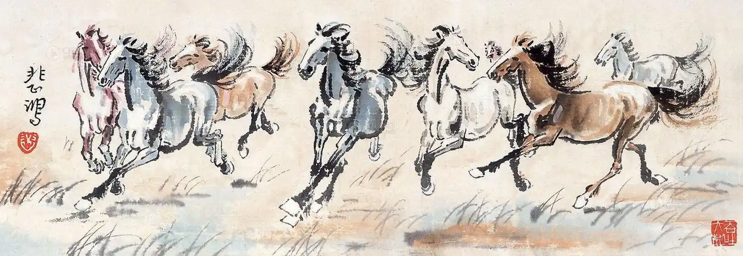 0177 八骏图 镜框