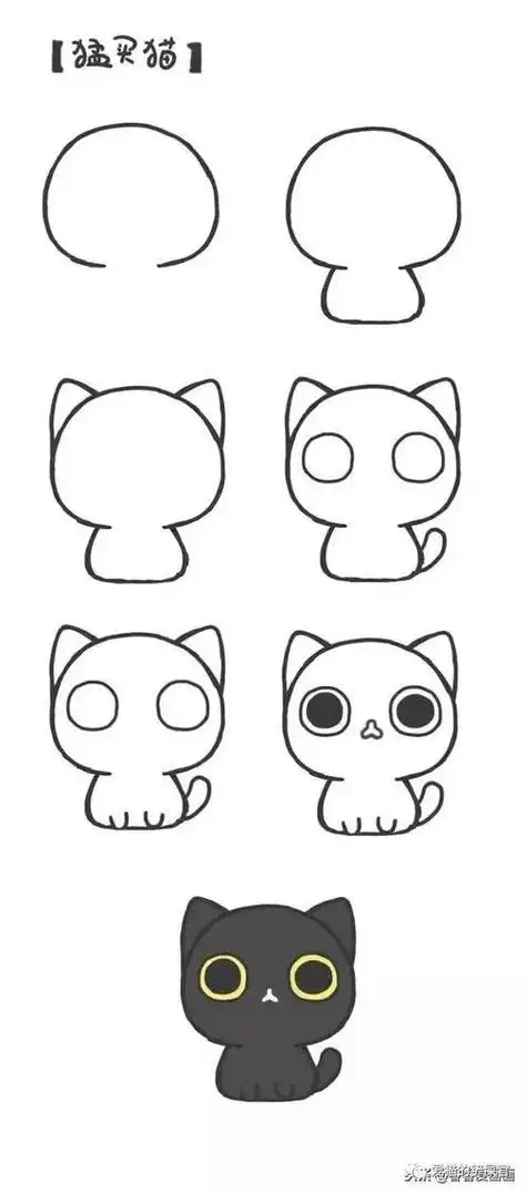 萌翻的猫咪简笔画敲可爱有木有你也可以画出来