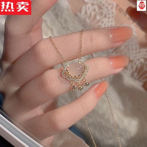 snqp平安锁项链女生饰吊坠母节礼物送闺蜜女朋友生日的 金色