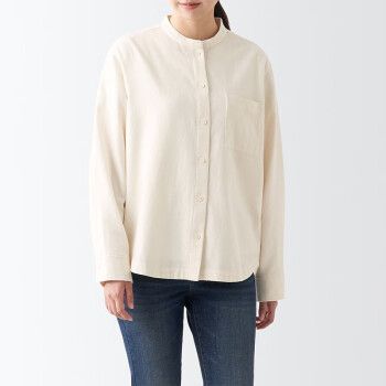 无印良品(muji) 女式 法兰绒 立领衬衫 bcb41c2a 原色 l