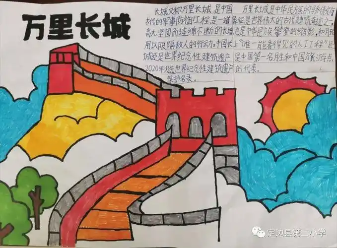 保护长城活动二:四年级学生开展了"我爱长城"手抄报比赛五年级学生