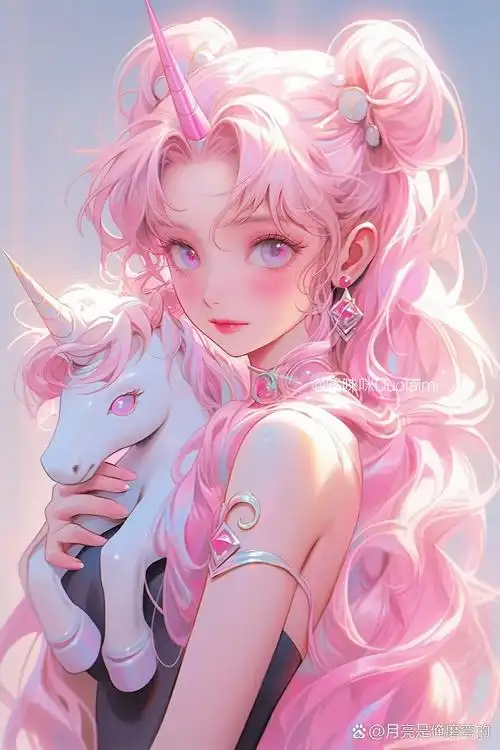 梦幻壁纸06缤纷独角兽公主奇幻色彩少女头像