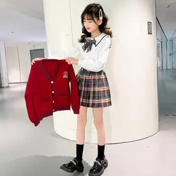 小女孩子jk制服半身裙初中学生少女615十岁学院风jk套装春秋款百褶裙