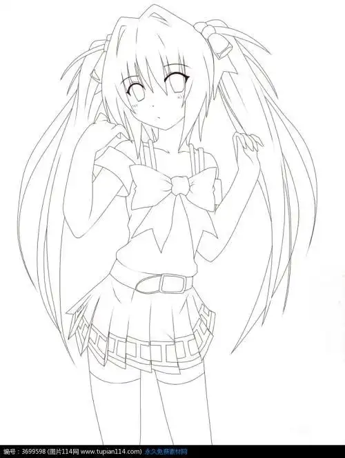 女孩卡通手绘线稿卡通人物图片动漫人物图片