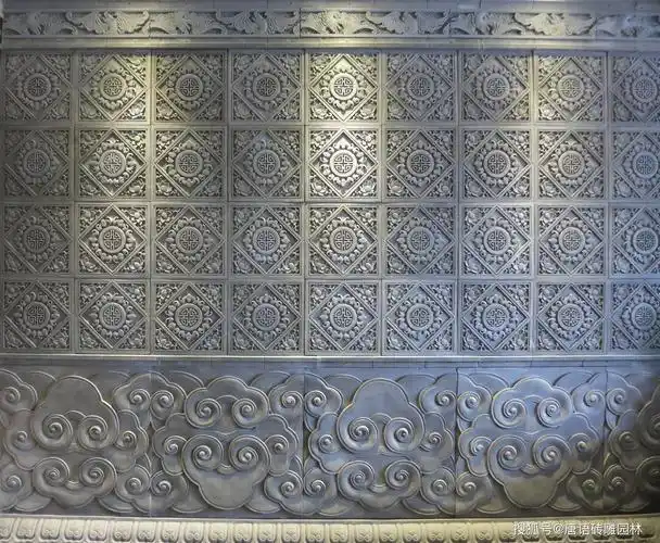 唐语砖雕祥云图片,祥云浮雕文化砖,仿古云朵浮雕墙,建筑艺术传承的