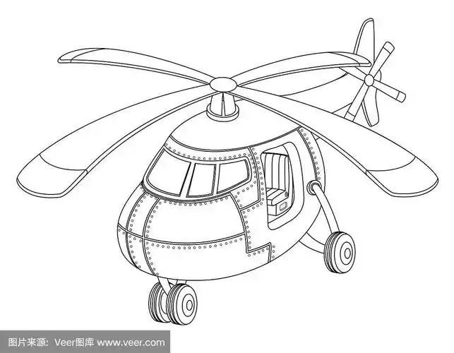 儿童用直升飞机涂色书.