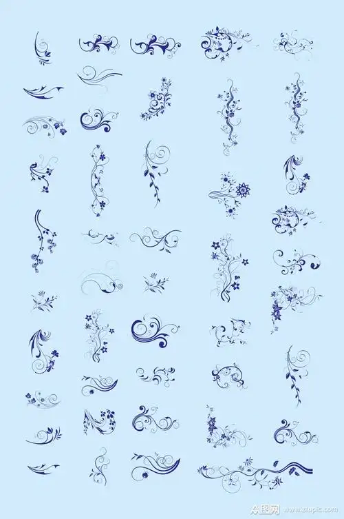 矢量花草花纹花边