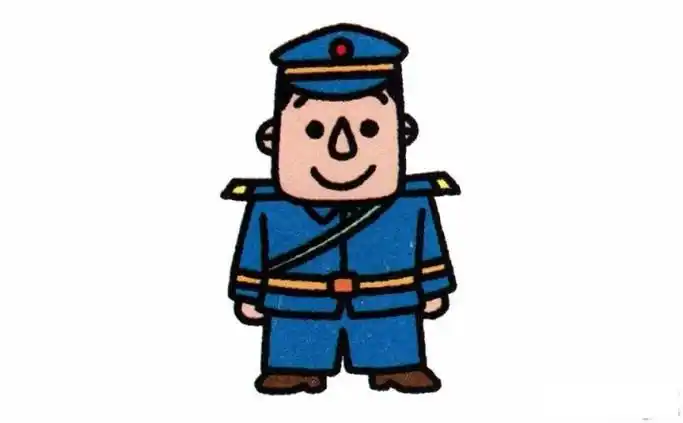 卡通人物简笔画上颜色警察