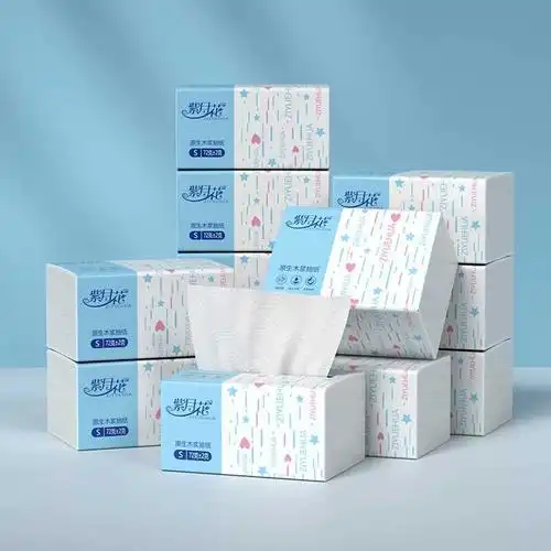 紫月花抽纸家用实惠装整箱木浆加厚擦手面巾卫生纸厂家直销6