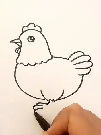 一起来画只母鸡,简笔画