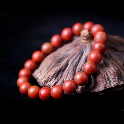 语唐凉山南红玛瑙手串柿子红铁皮包浆料手链手串