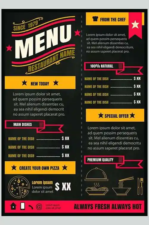 英文西餐快餐素材菜单