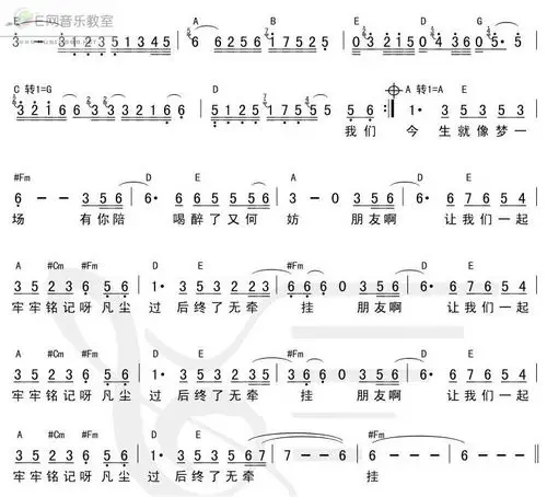 今生缘 旭日阳刚 和弦 川子 歌谱 简谱