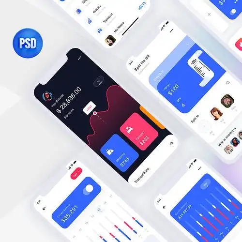 原创2022透明磨砂玻璃毛玻璃手机app样机ui作品集界面展示psd设计模板