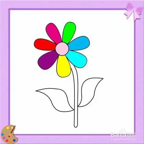 手绘卡通简笔画小花朵简笔画彩色可爱漂亮的七彩花上色简笔画要怎么画