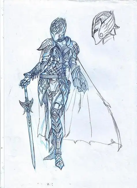 yuna继承母亲的圣骑士铠甲设计草图7.