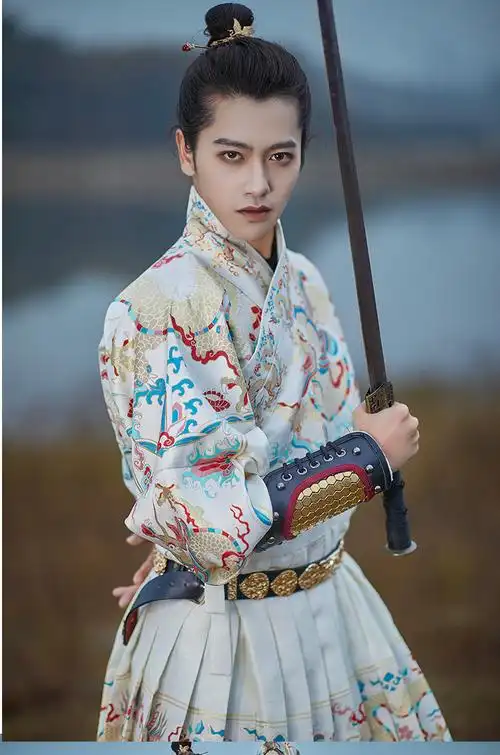 明朝锦衣卫服装男飞鱼服男默千颜明制贴里汉服仿妆花织金 红色-仅贴里