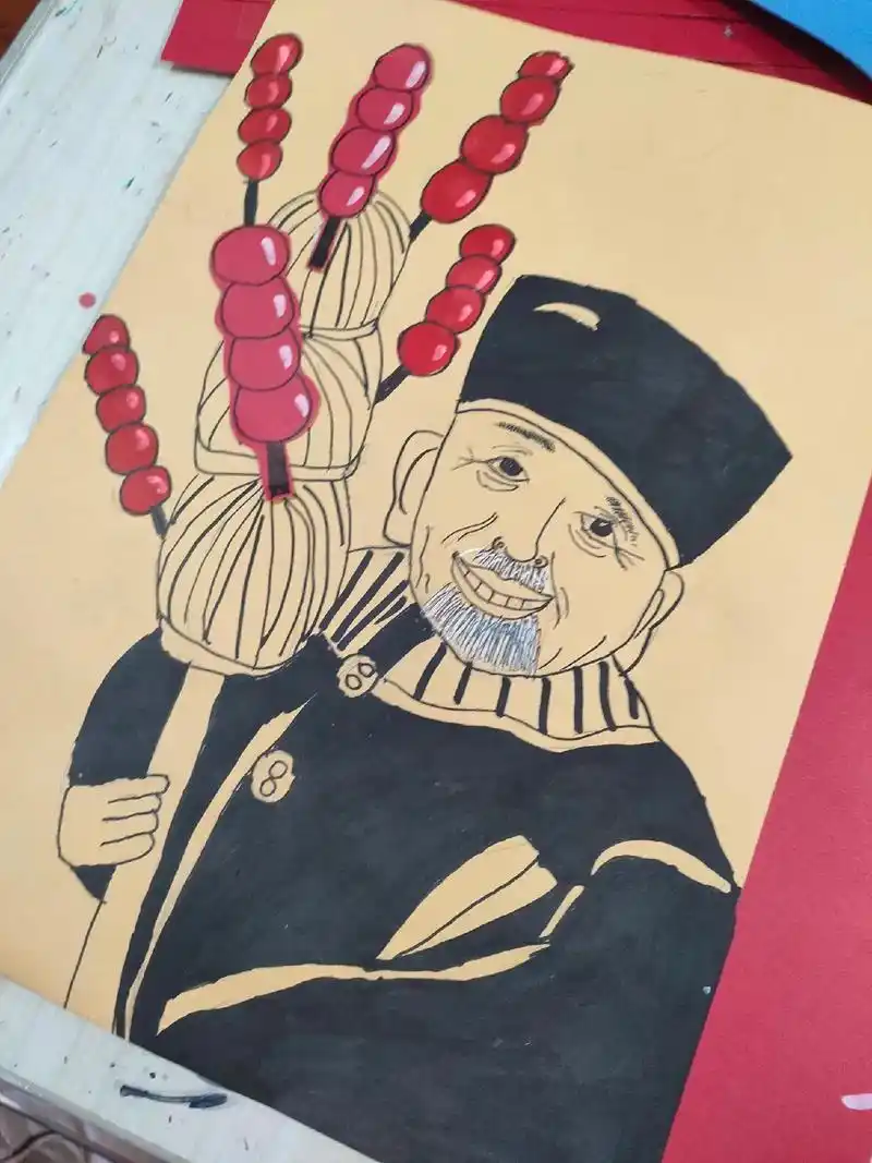 卖糖葫芦的老爷爷#爱画画的小朋友 #儿童绘画作品 - 抖音