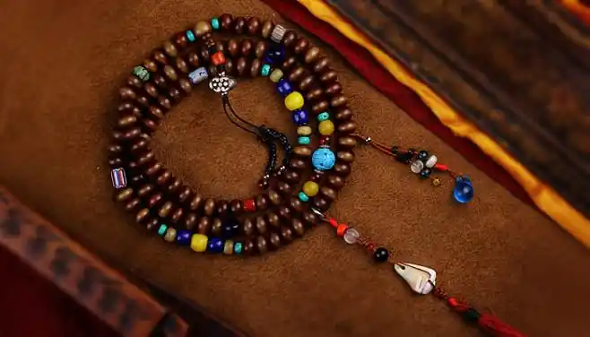 顶级藏式108颗老铜冠菩提根佛珠九珠法堂