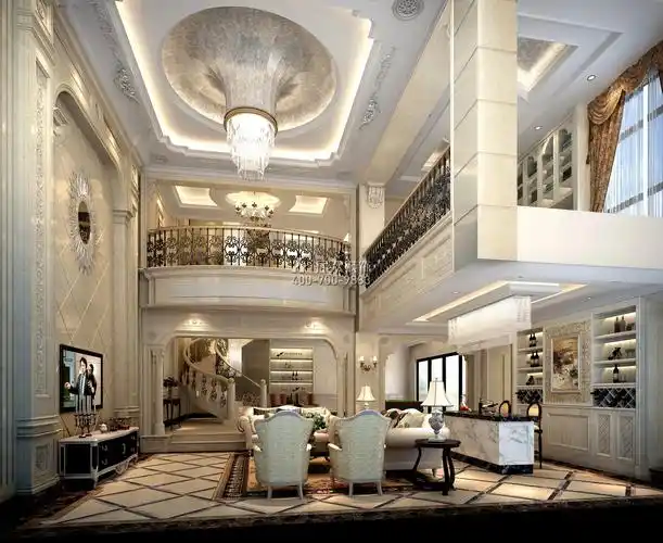 金地天悦湾220平方米欧式风格别墅户型客厅装修效果图