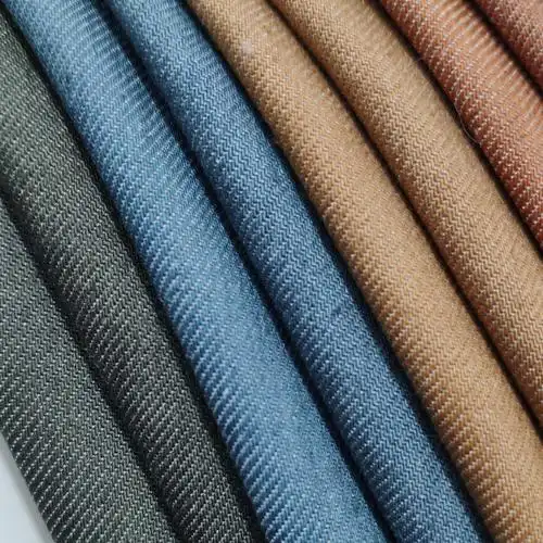 潮流服装牛仔仿棉tr赛络纺斜纹牛仔布时尚裤子外套面料10oz牛仔面料