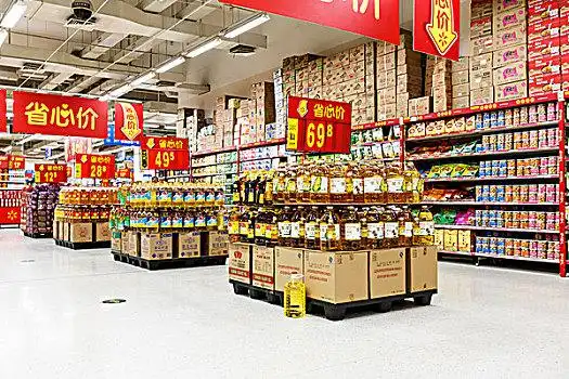中国,超市,整齐,摆放,商品,商场,室内,商业