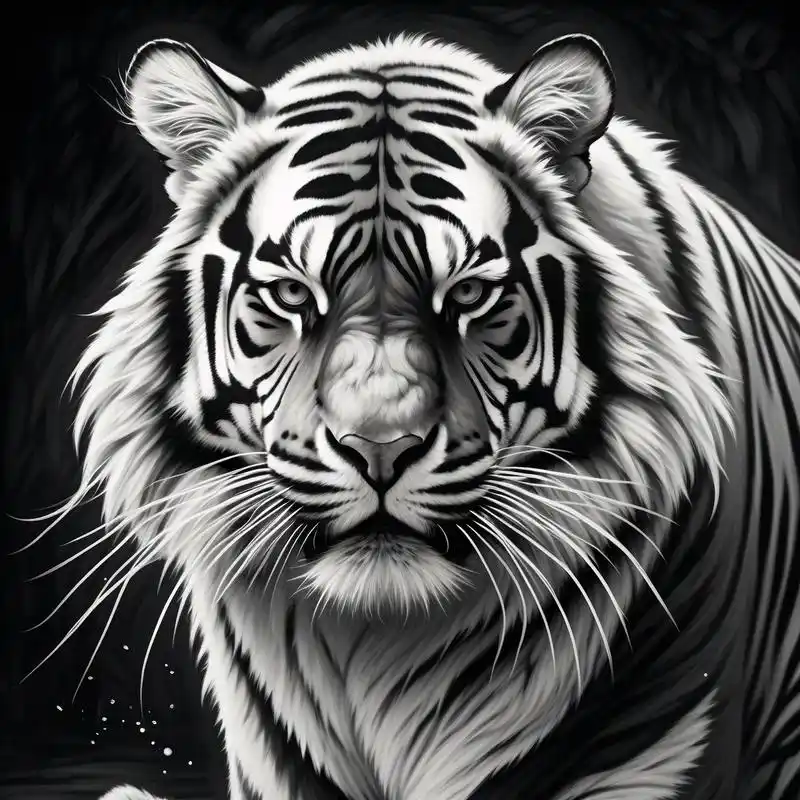 99黑白素描老虎头像96 今天分享一组黑白素描风格的老虎头像,希望