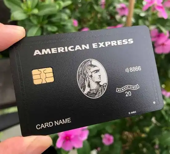 美国运通黑卡信用卡美国百夫长金属黑卡 双面纹路三号段8c磁条版