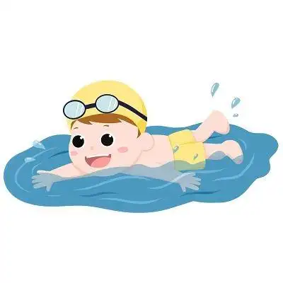 卡通手绘儿童游泳防溺水夏天插画素材