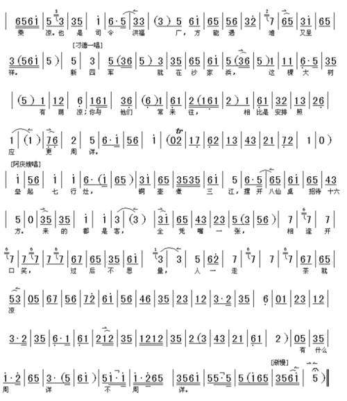 京剧《沙家浜-智斗》简谱