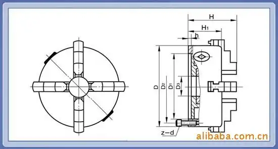 卡盘四爪卡盘四爪自定心卡盘短锥四爪卡盘四爪复合卡盘