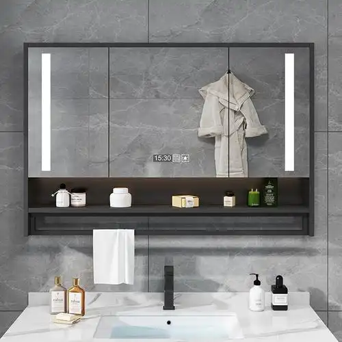 智能浴室镜柜带灯除雾卫生间浴室镜挂墙式纳丽雅洗手间镜子带置物架