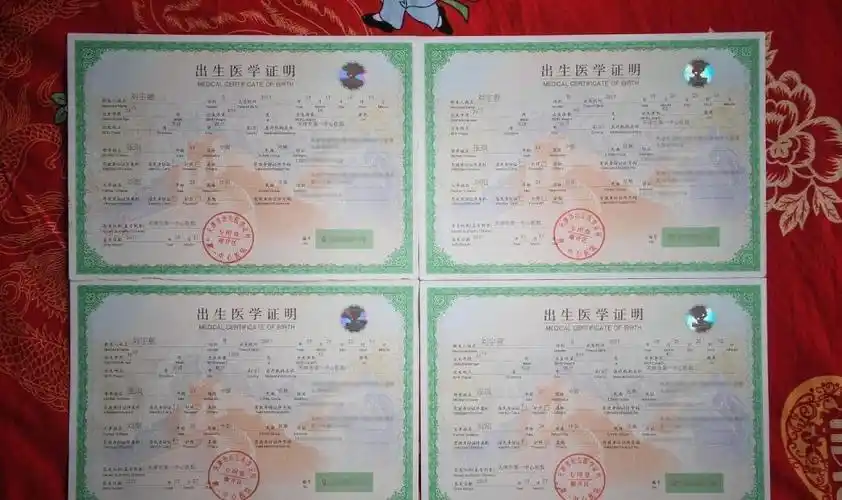 这是孩子们的四张出生证明.