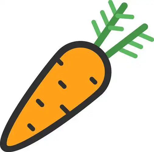 胡萝卜图标橙色蔬菜与绿色的茎图片