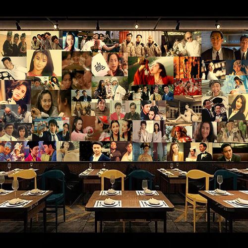 港风复古怀旧墙纸80年代90电影明星墙画直播间背景画港式影视壁纸