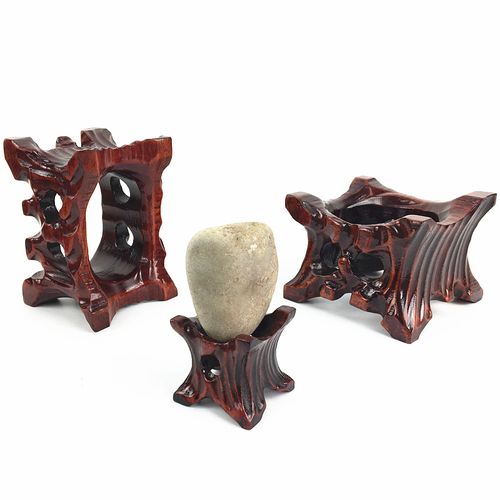 木雕刻免挖槽奇石底座带凹槽鹅卵石泰山石头不规则摆件托架 带凹槽